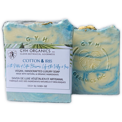 Cotton and Iris Vegan, Handmade Soaps - Front