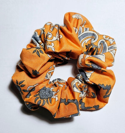 Orange Baroque Unisex Scrunchie, Up Close